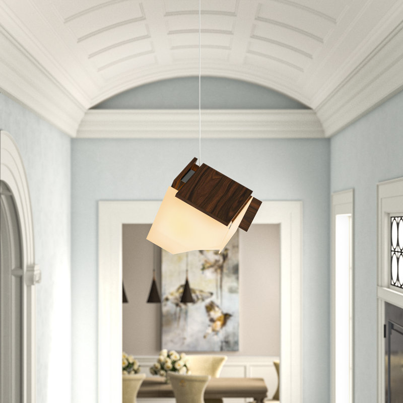 Mica L 1 - Light LED Pendant, Dark Stained Walnut, Low Profile, 2700K (warm)
