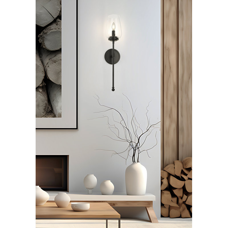 Applique murale 1 lumière 25,25 po Dominique, Noir mat