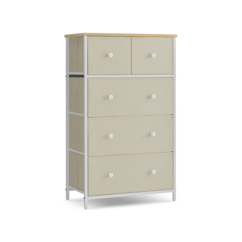 Adeoye 5 - Drawer Chest of Drawers, Camel Yellow/Cream White