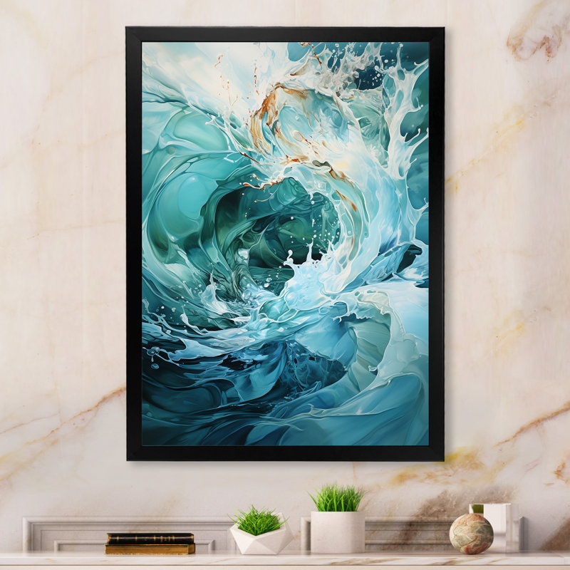Clari - abstrait spirales sur toile, Toile avec cadre flottant or, H 20 po x l 12 po x P 1 po