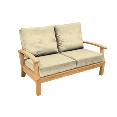 Monterey 57.5" Wide Outdoor Teak Loveseat 2 - Seater with Sunbrella Cushions
