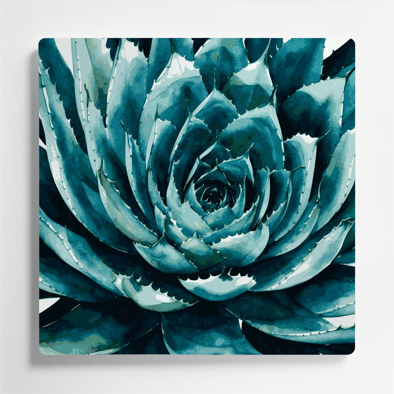 Art mural en métal vert botanique agave, H 12 po x l 12 po