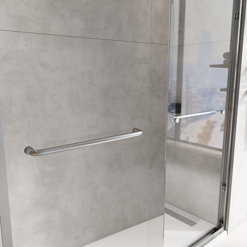 56-60 " W X 72" H Aluminum Frame Double Sliding Shower Door With Tempered Glass And Explosion Proof Film, Brushed Nickel