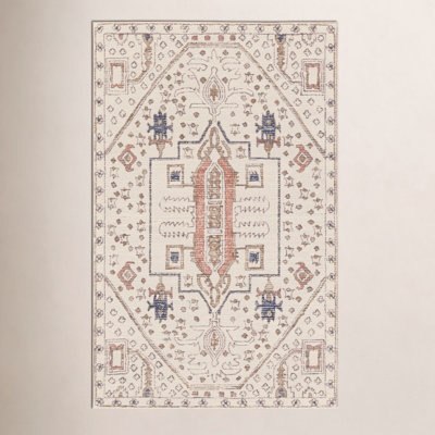 Murphie Ivory Red Hand-Tufted Oriental Rug