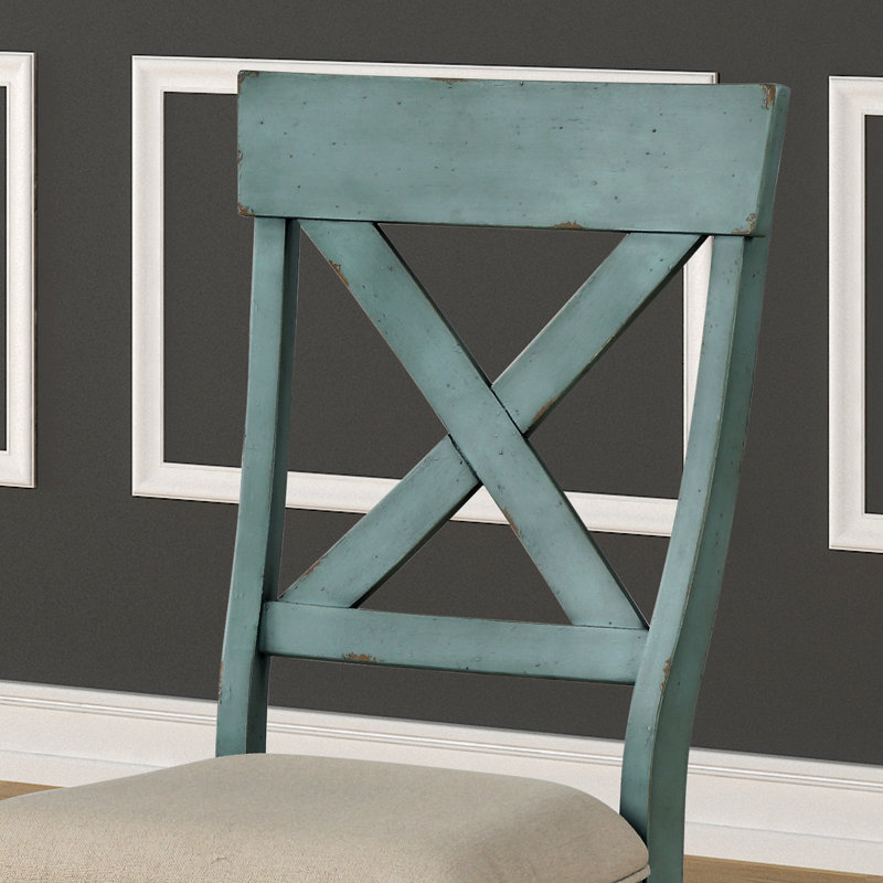 Chaises de salle à manger rembourrées en bois à dossier croisé, ensemble de 2