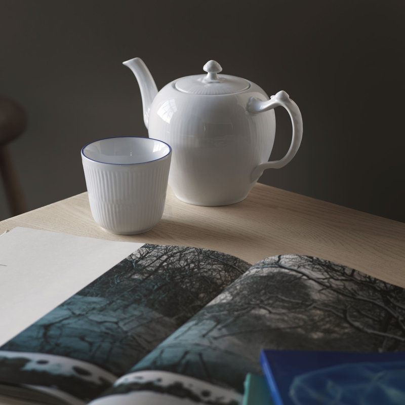 Royal Copenhagen White Fluted 33.8 oz. Porcelain Teapot