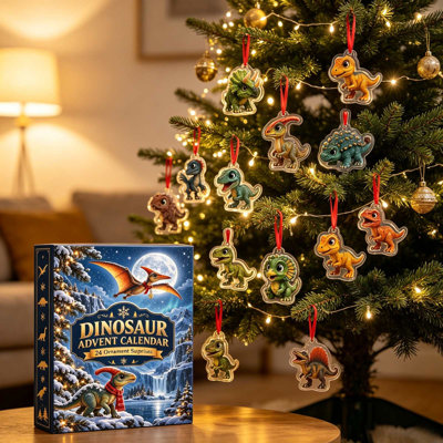 2026 Dinosaur Advent Calendar – 24 Days Countdown with Mini Dinosaur Hanging Ornaments, Surprise Gift Box