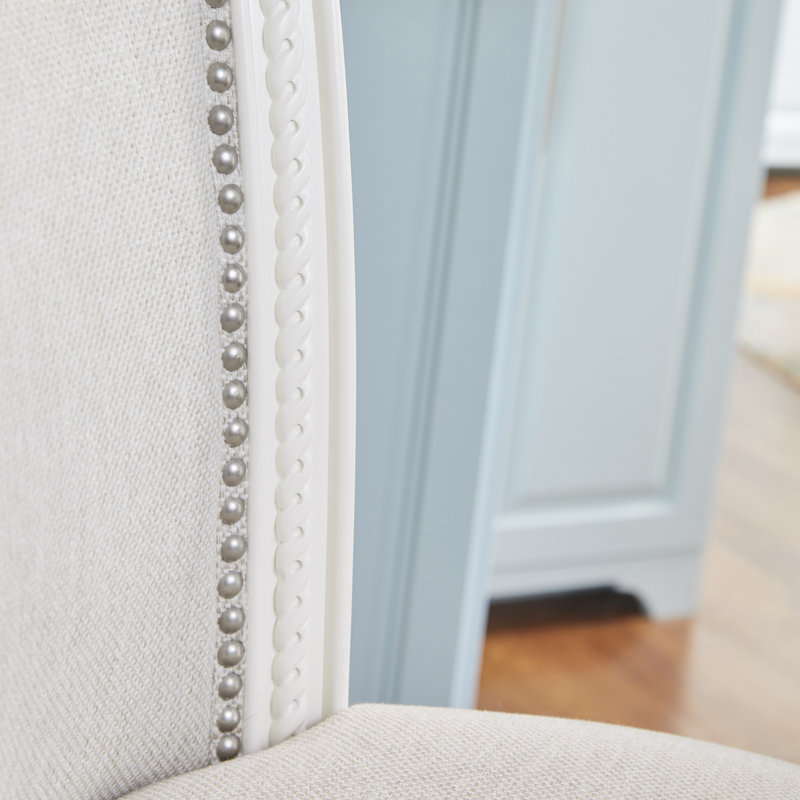 Tabouret de bar pivotant en bois massif Ted, Alabaster White Polyester, 4, Tabouret de comptoir (siège d'une hauteur de 26 p