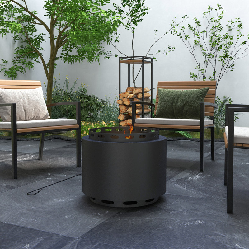 Chauffe-terrasse d'extérieur au propane avec foyer au gaz propane gris