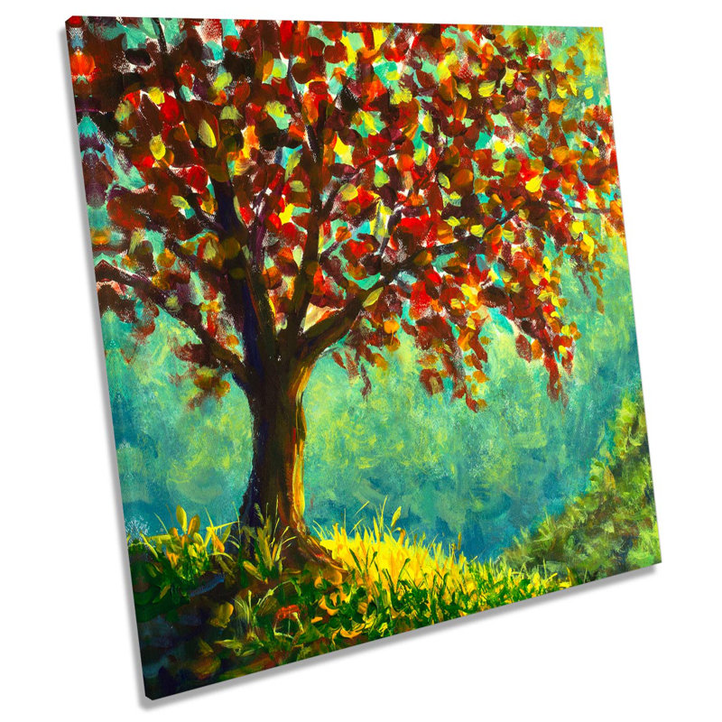 Landscape Tree Floral - Wrapped Canvas Print, 91.4cm H x 91.4cm W x 4cm D