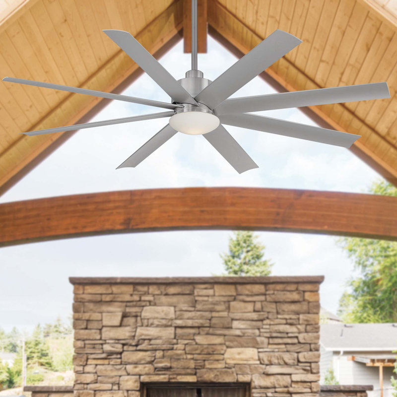 Slipstream 65" 8-Blade LED Smart Standard Ceiling Fan with Remote Control and Light Kit Included, Brushed Nickel Wet