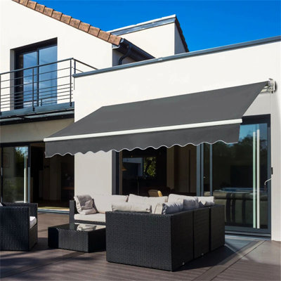 Dakota Fields 350cm W x 150cm D Polyester Cover Retractable Patio Awning
