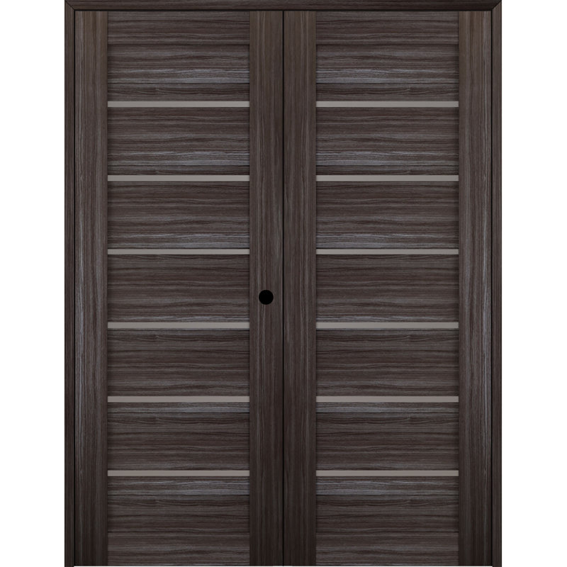 Porte française Alba, 63,5 po x 79,38 po, Chêne gris, Réversible