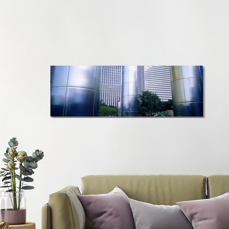 Columns of a Building, Downtown District, Houston, Texas, USA 1 Piece Wrapped Canvas Panoramic Wall Art