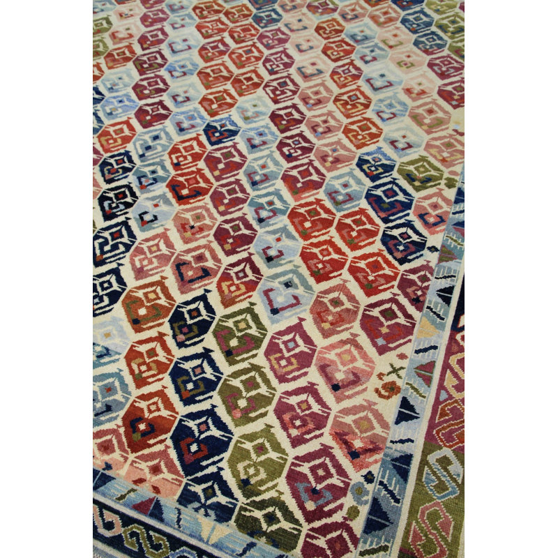 New Indian Boteh Wool On Cotton 10Ftx14ft1in Ivory
