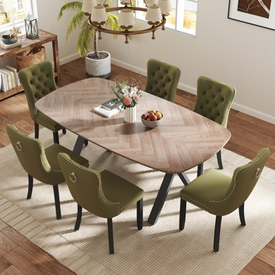Rectangle Dining Set with Tufted Dining Chair