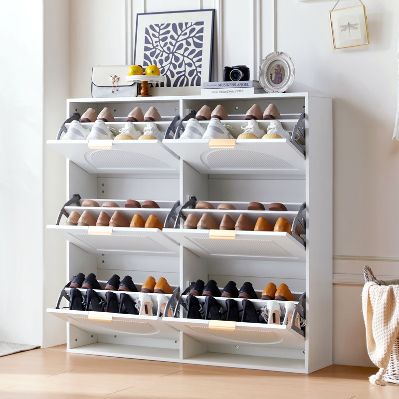 30 Pair Shoe Storage Cabinet, White