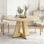 Table de salle à manger ronde pour 4 à 7 personnes, table de cuisine en bois moderne avec base en métal robuste, grande table de salle à manger ronde pour salle à manger, assemblage facile-234426523