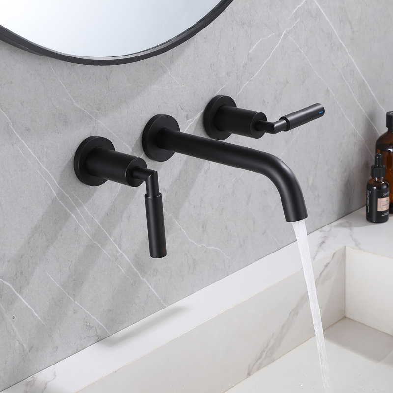 Wall Mounted Optional 2-handle Bathroom Faucet, Matte Black