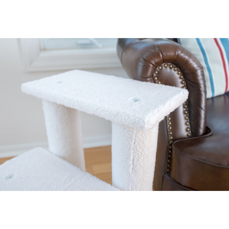 Ivory Faux Fleece 25" High Cat and Dog Steps