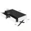 Table basse rectangulaire à miroir avec base en métal et 2 tiroirs