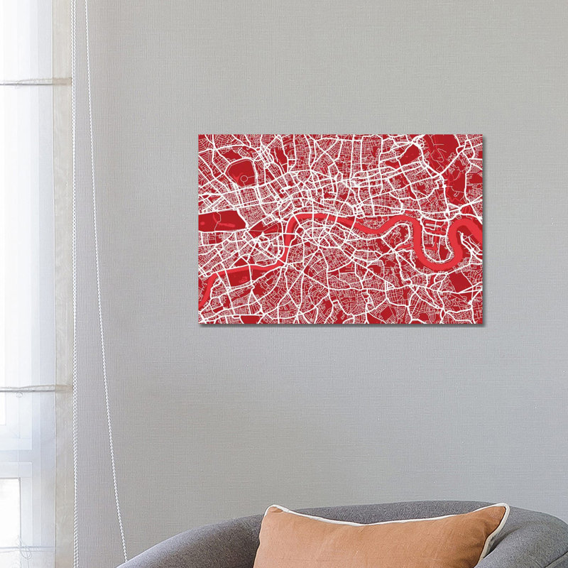 London Map III by Michael Tompsett - 1 Piece Wrapped Canvas Painting, 66.04 cm H x 45.72 cm W
