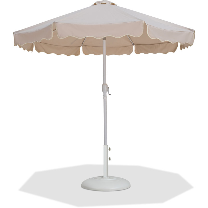 Ensemble de parasol en aluminium avec passepoil Amalfi, Blanc, Beige