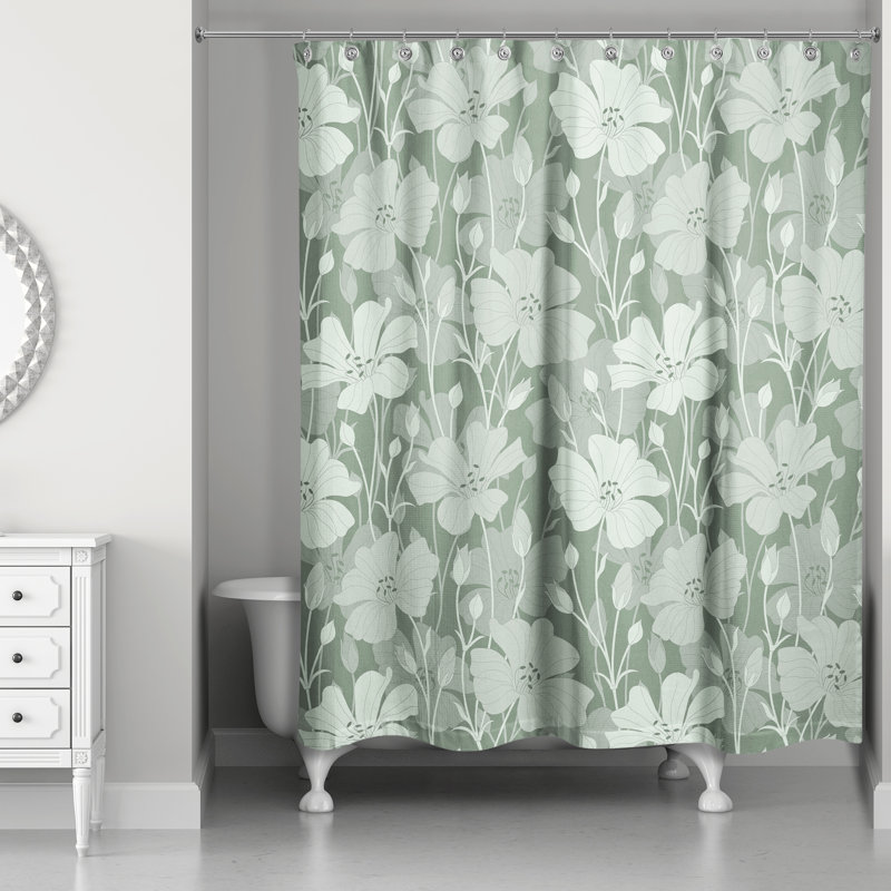Floral Shower Curtain, Green