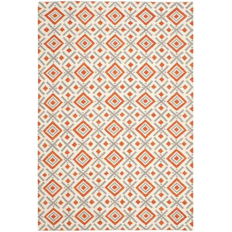 Estevez Hand Woven Flat Weave Wool Geometric Rug, Rectangle 5' x 8'
