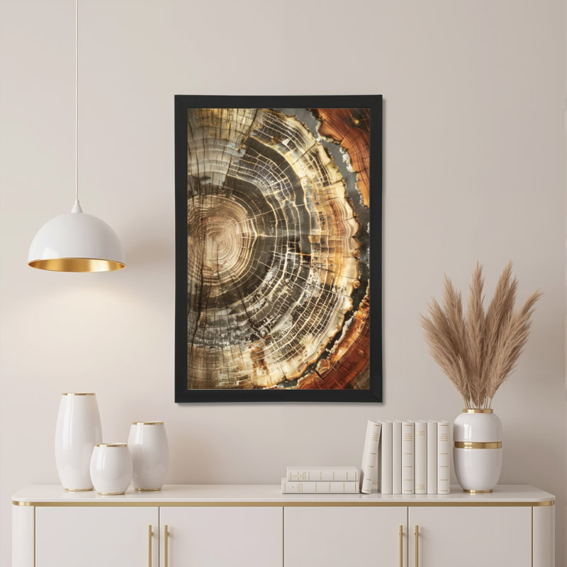 «Tree Ring», motif d'art abstrait sur toile tendue sur toile, ensemble de 1, H 18 po x l 12 po