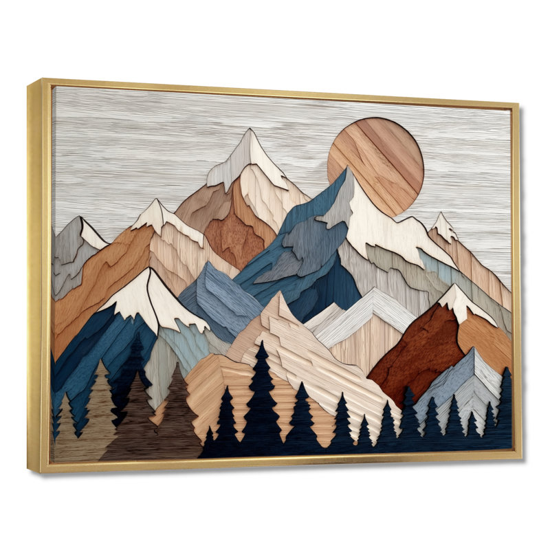 «Blue Bold Mountains Landscape», impression sur toile abstraite bleue, Reproduction avec cadre flottant, H 20 po x l 12 po