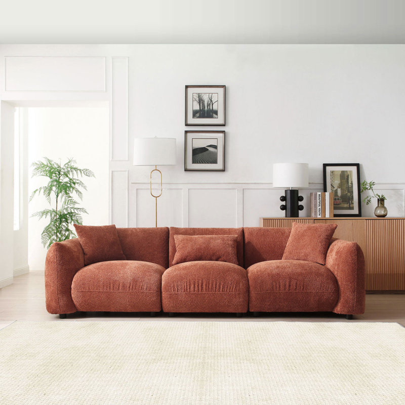 Canapé moderne 3 places Mid-Century, Orange