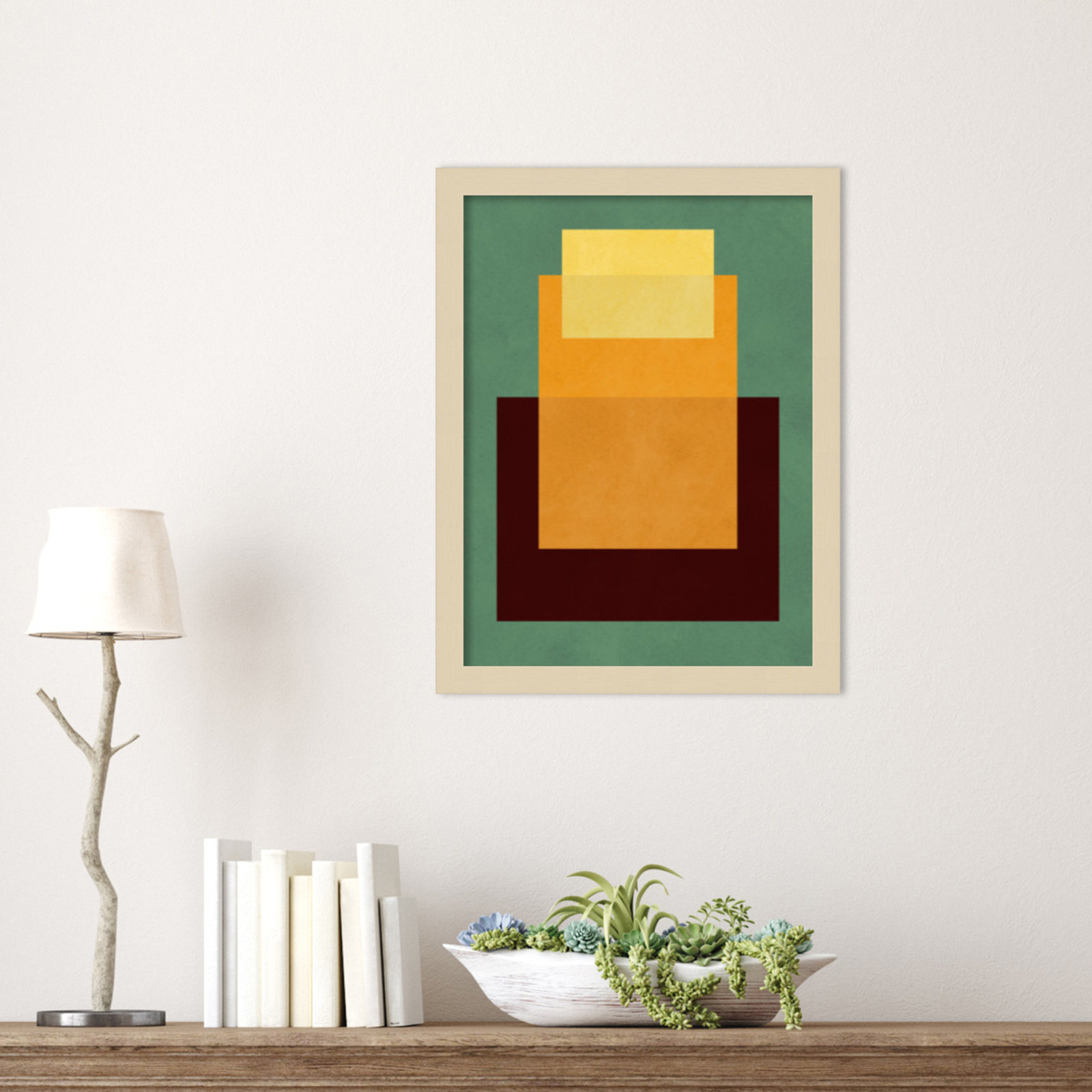 Overlapping Geometry 10 Print, 17" H x 13" W, Green/Orange, Brown