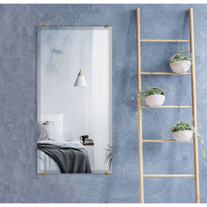 Mansell Beveled Frameless Wall Mirror, Brass, 30" H x 31" W