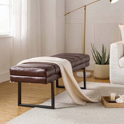 Anahli 52.5'' Wide Channel Tufted Design Vegan Leather Bench