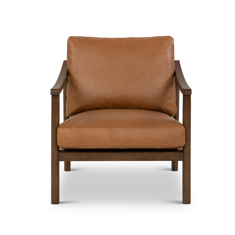 Fauteuil d'appoint en cuir véritable Rowan, Panama / brun clair