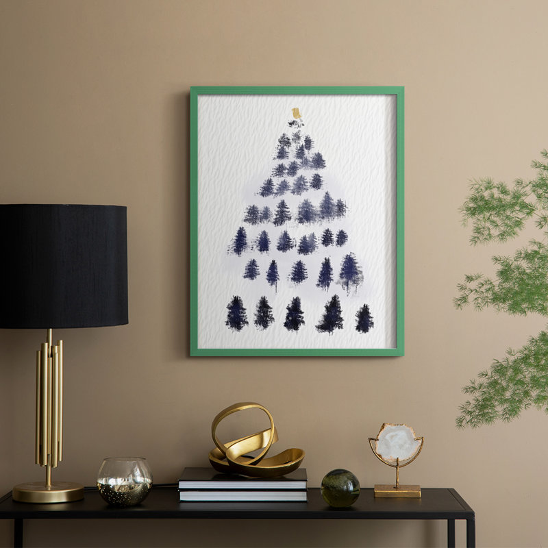 Reproduction encadrée - bois massif, H 21 po x l 17 po, Vert