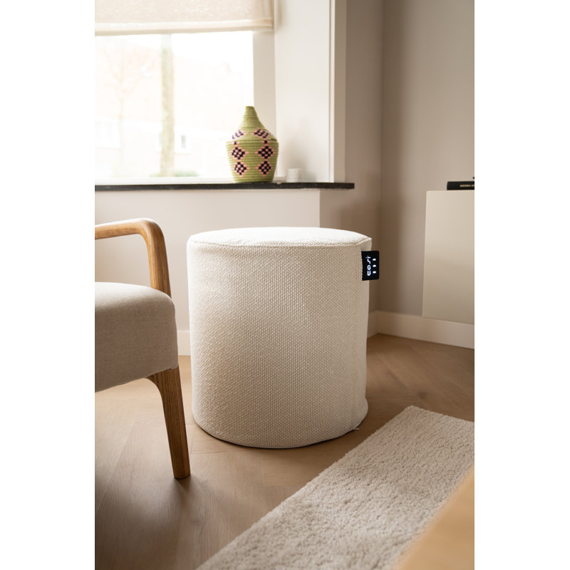 Cosipouf 45cm Wide Round Chevron Pouf Ottoman, Cream