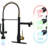 Kitchen Faucet with LED Single Handle Kitchen Sink Faucet with Pull Down Sprayer Commercial Double-Headed Kitchen Faucets Sink with Deck Plate-115750770