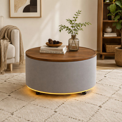 Large Round Storage Ottoman, Drum Coffee Table