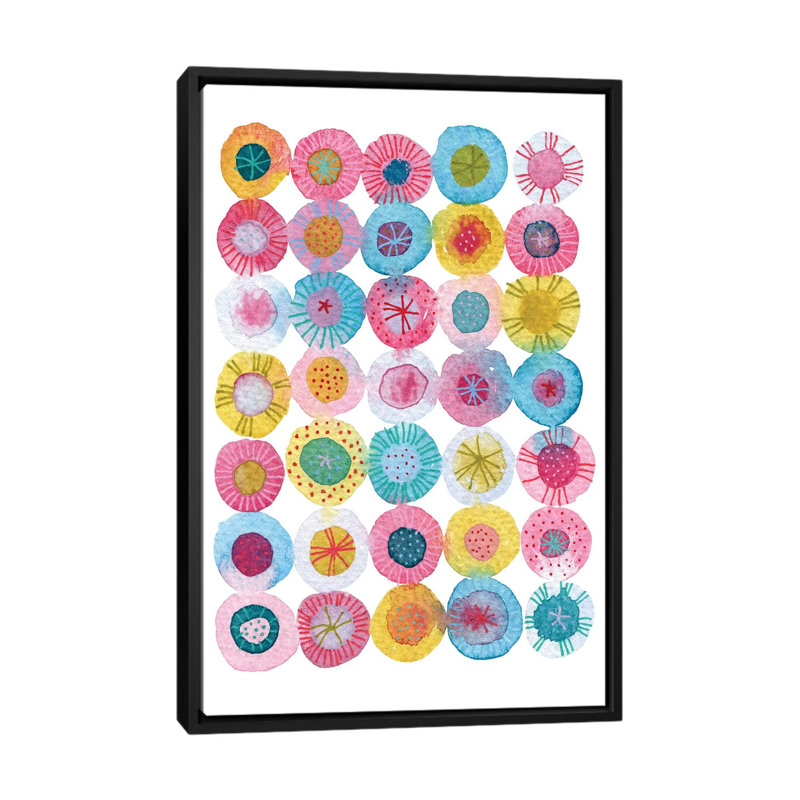 « Fiesta » par Nic squirrell-impression d’art graphique, H 40 po x l 26 po x P 1,5 po, Toile avec cadre noir, Pas de tapis