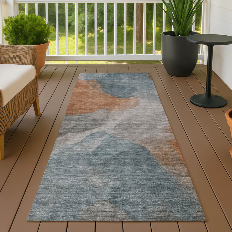 Tapis abstrait intérieur / extérieur lavable à la machine Chantille ACN2969, Gris, Tapis de couloir 2 pi 3 po x 7 pi 6 po