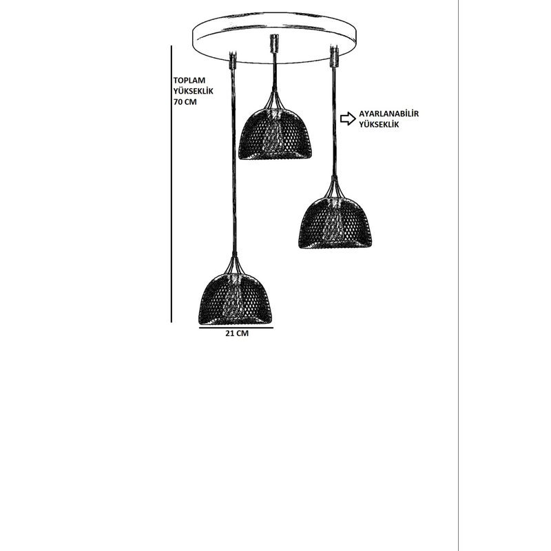 Elegant Black Metal Chandelier, Adjustable Height 27.6 in | Antique Coated Metal Body, 8.3 in Cap Diameter & 11.8 in Base Plate Diameter | E27 Socket, Max 40W | Perfect for Dining Room & Living Space Decor