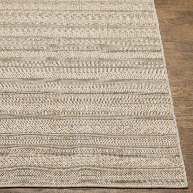 Tapis intérieur / extérieur brun clair Carllene Bellino, Carré 6 pi 7 po