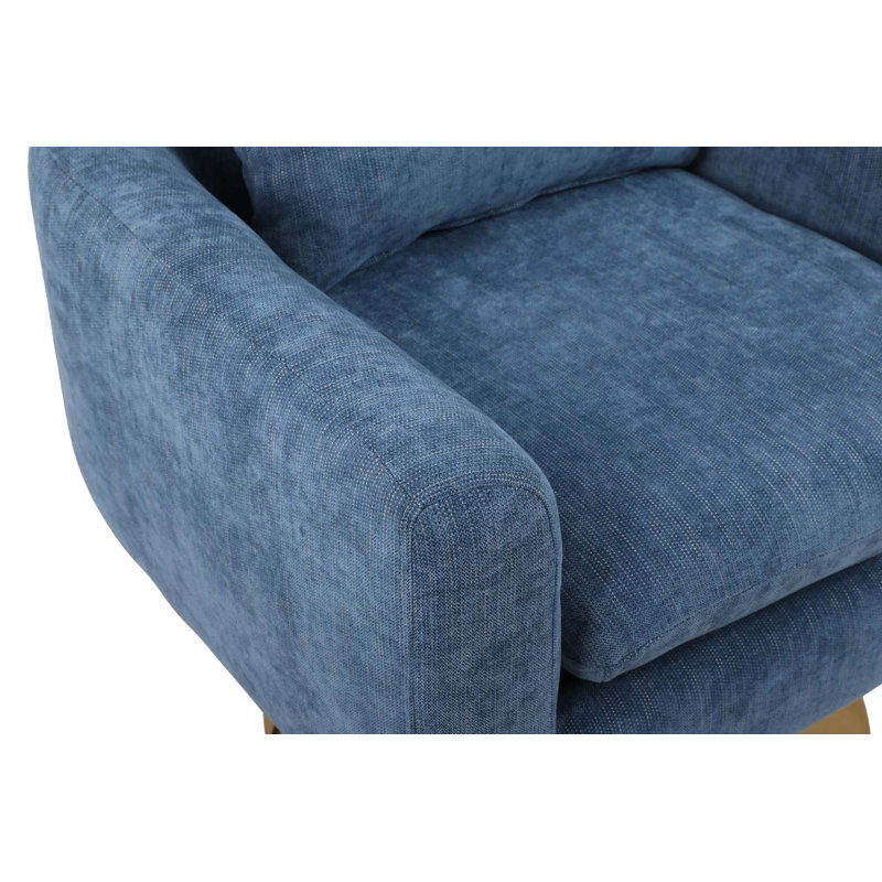 360-Degree Swivel Accent Chair with a Pillow, Blue 100% Linen
