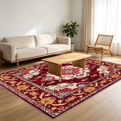1PC Traditional Persian-Style Area Rugs for Living Room, Soft and Comfortable, Suitable for all seasons, easy-to-maintain, machine washable Indoor floor mat, Under Table Farmhouse suitable for Bedroom