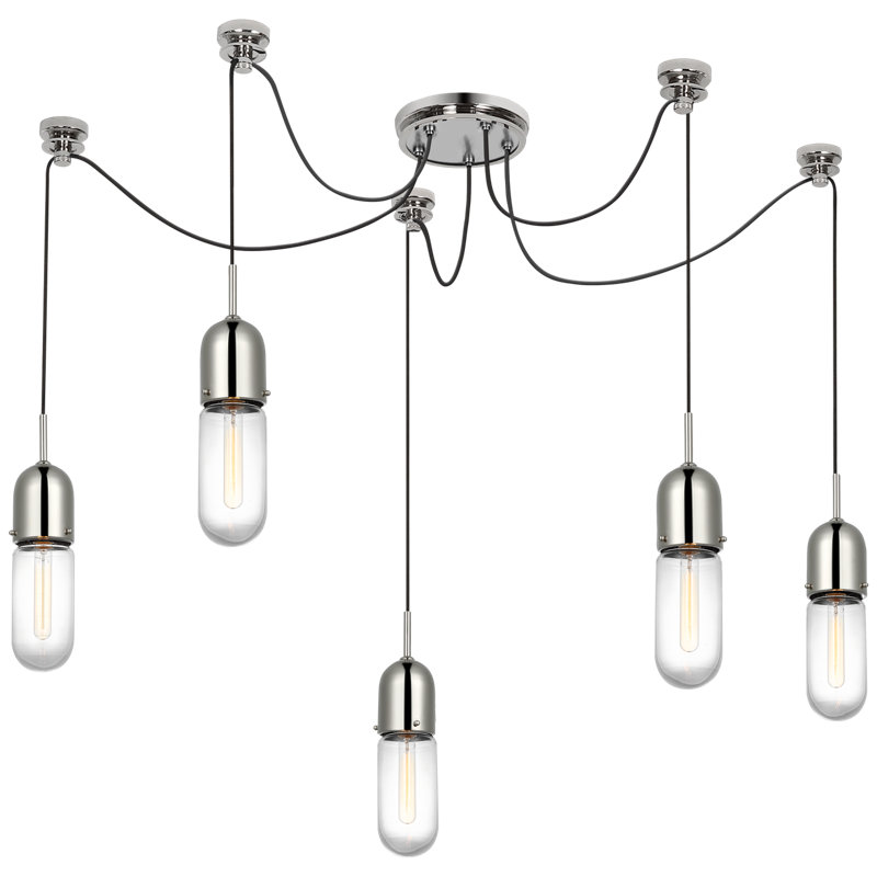 Junio 5 - Light Chandelier, Clear, Polished Nickel