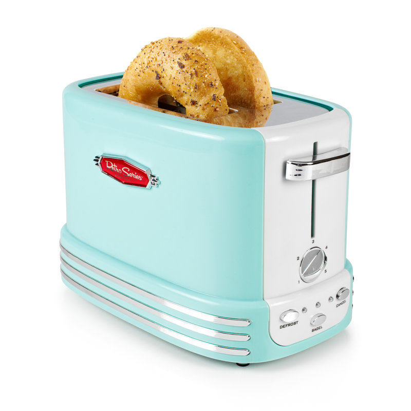 Nostalgia Retro Wide 2-Slice Toaster, Aqua