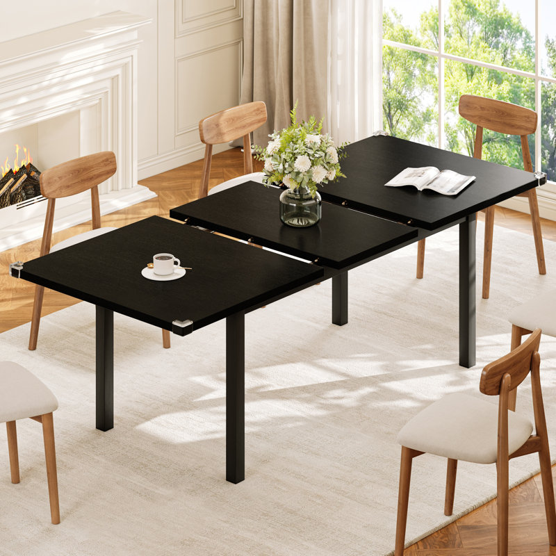 Industrial Rectangular Dining Table for 6~8 People, 63" Long Wood Kitchen Table for Dining Room, Black