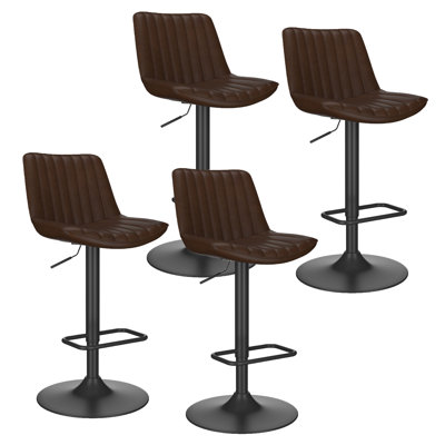 Tabouret ajustable moderne en similicuir et métal, ensemble de 4
